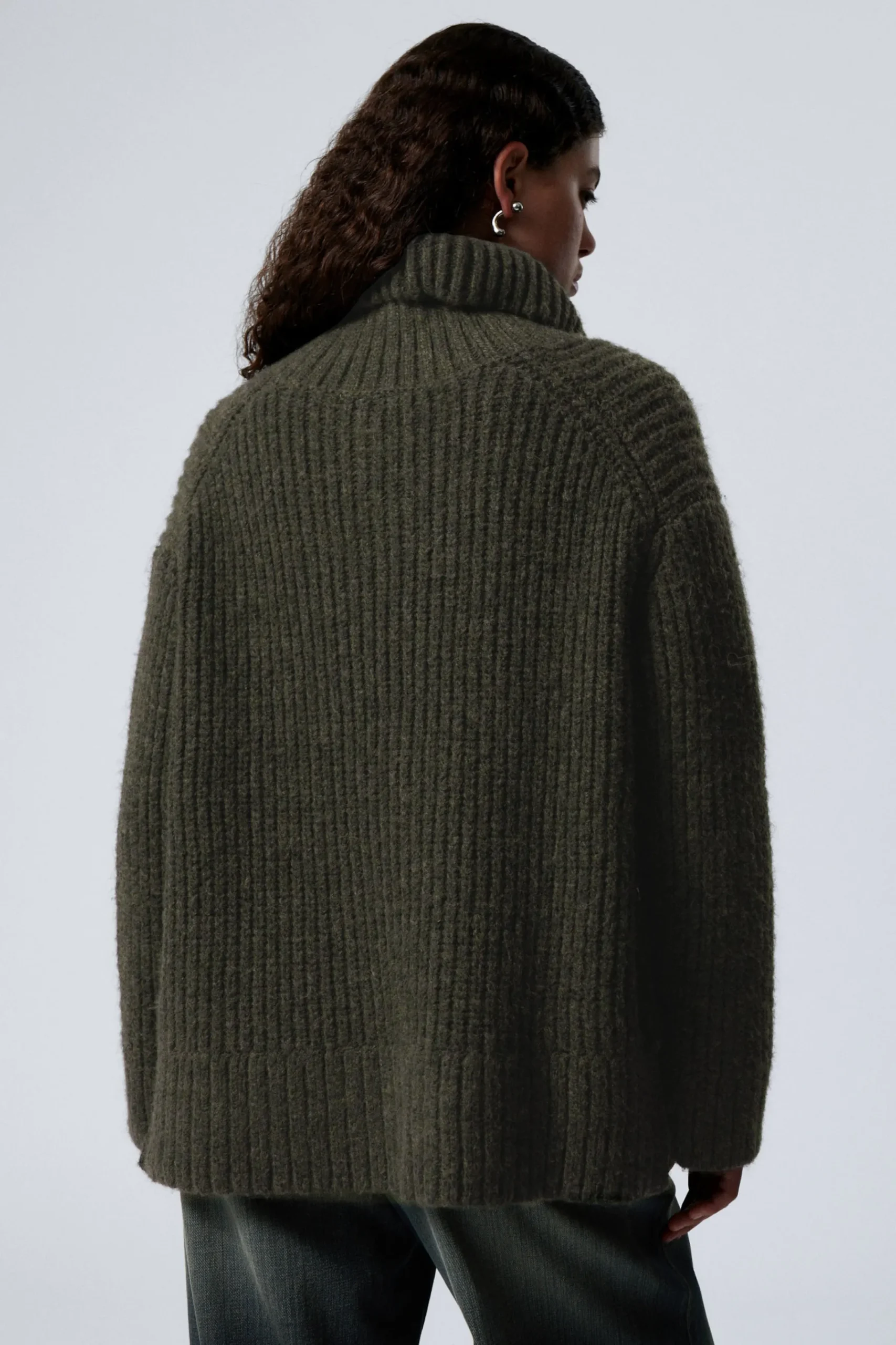 Weekday RIB-KNIT HALF-ZIP TURTLENECK SWEATER>Women Knitwear