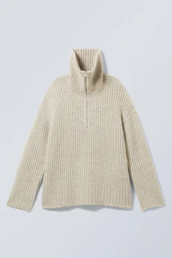 Weekday RIB-KNIT HALF-ZIP TURTLENECK SWEATER><noscript><img width=