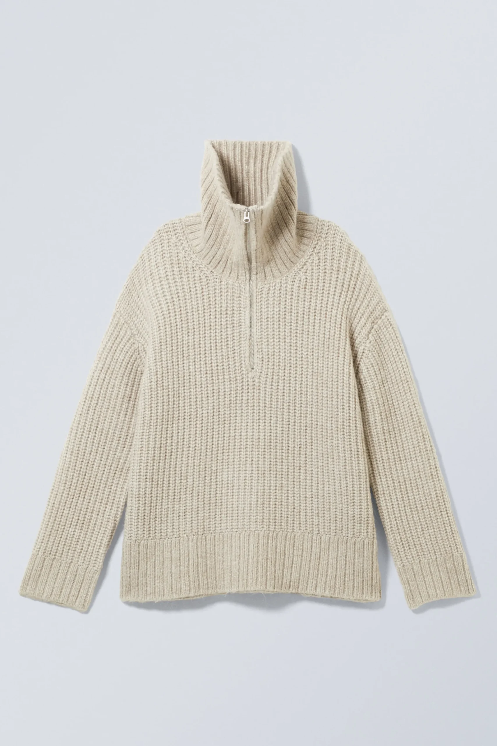 Weekday RIB-KNIT HALF-ZIP TURTLENECK SWEATER>Women Knitwear
