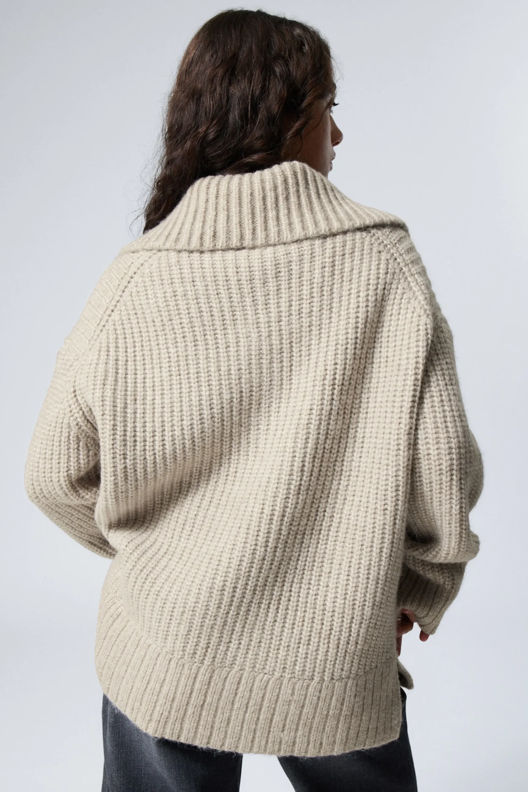 Weekday RIB-KNIT HALF-ZIP TURTLENECK SWEATER>Women Knitwear