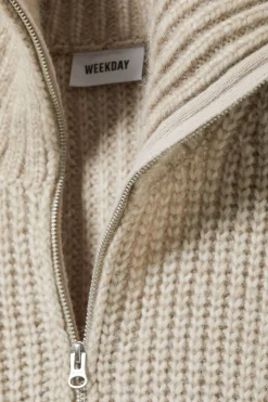 Weekday RIB-KNIT HALF-ZIP TURTLENECK SWEATER><noscript><img width=