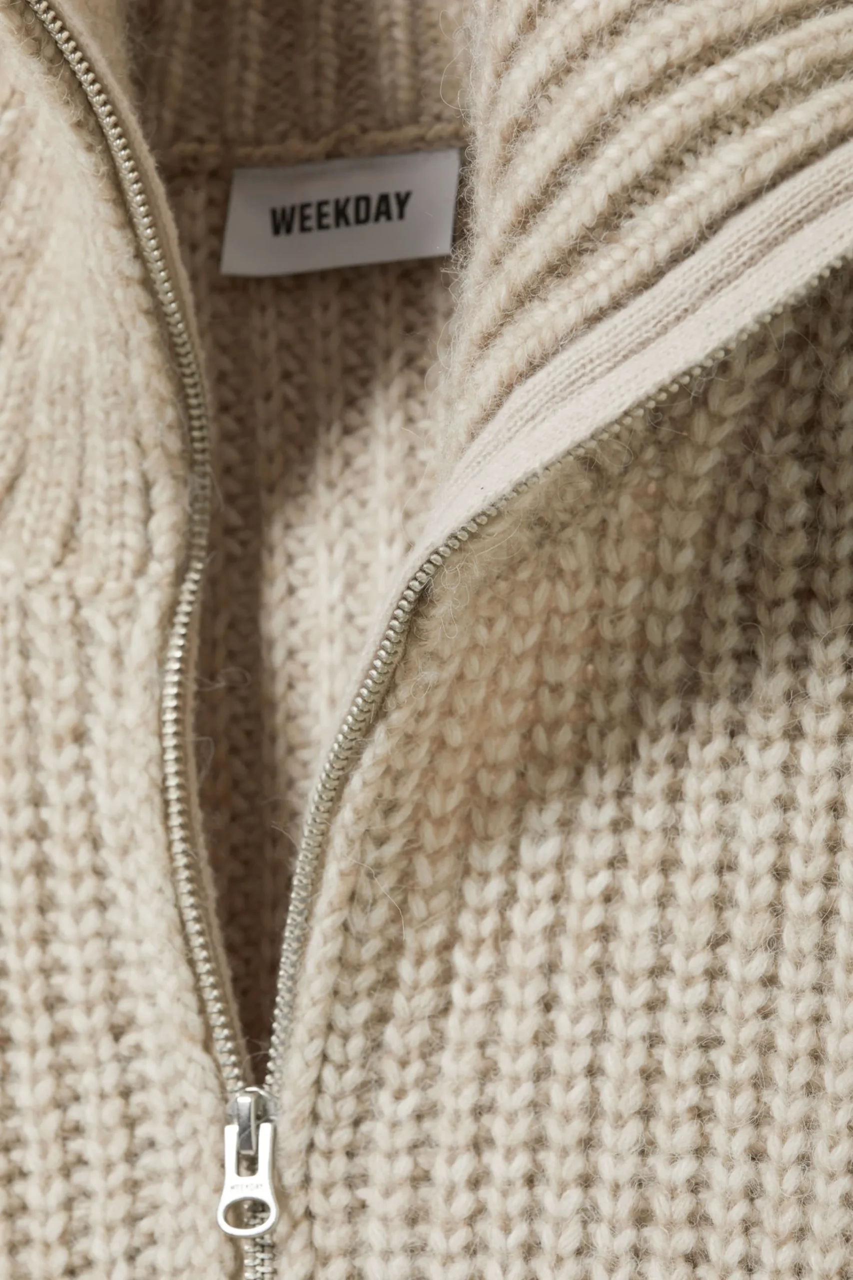 Weekday RIB-KNIT HALF-ZIP TURTLENECK SWEATER>Women Knitwear