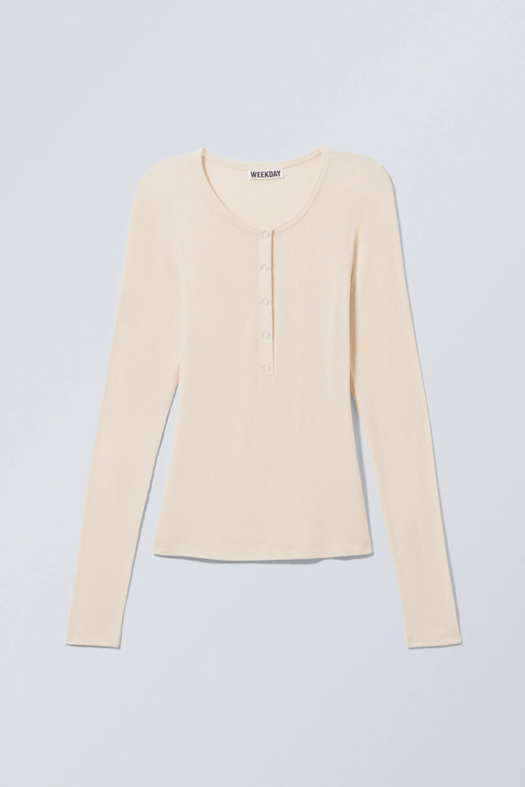 Weekday SHEER RIB LONG SLEEVE HENLEY TOP>Women Tops