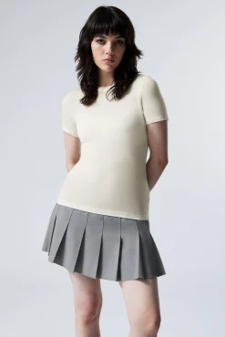 Weekday SHEER RIB SHORT SLEEVE T-SHIRT>Women Basics|T-Shirts