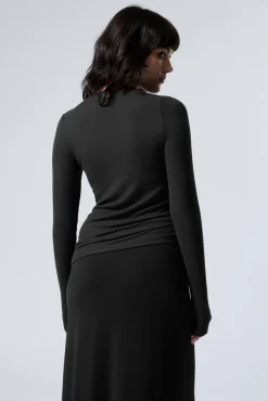 Weekday SHEER RIBBED LONG SLEEVE TOP><noscript><img width=