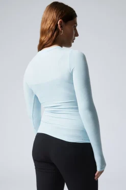 Weekday SHEER RIBBED LONG SLEEVE TOP><noscript><img width=