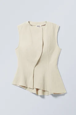Weekday SLEEVELESS ASYMMETRIC PEPLUM TOP><noscript><img width=
