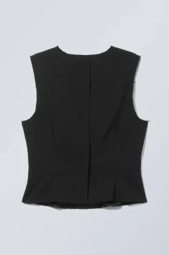 Weekday SLEEVELESS FRAYED SUITING TOP><noscript><img width=