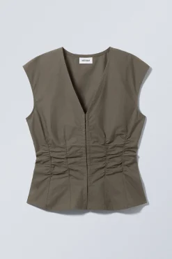 Weekday SLEEVELESS GATHERED POPLIN TOP>Women Tops|Blouses & Shirts
