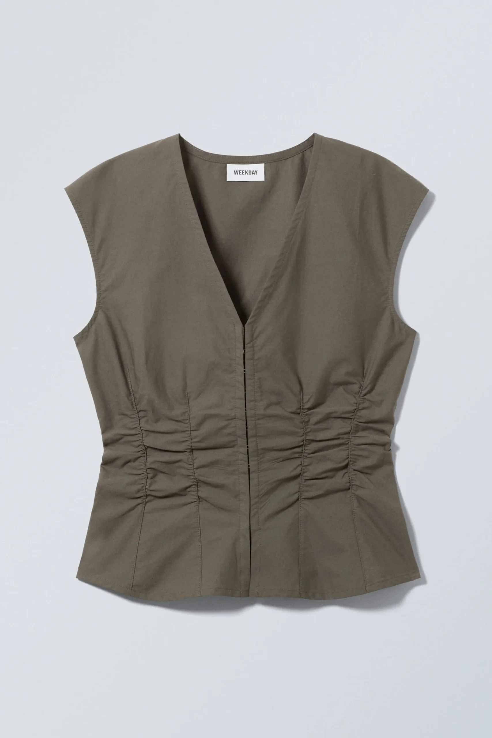 Weekday SLEEVELESS GATHERED POPLIN TOP>Women Tops|Blouses & Shirts