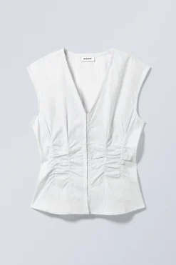 Weekday SLEEVELESS GATHERED POPLIN TOP><noscript><img width=