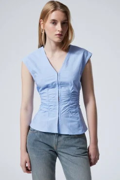 Weekday SLEEVELESS GATHERED POPLIN TOP>Women Blouses & Shirts|Tops