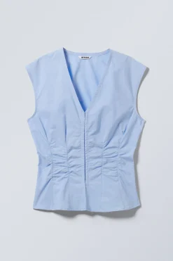 Weekday SLEEVELESS GATHERED POPLIN TOP><noscript><img width=