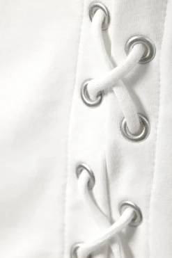 Weekday SLEEVELESS LACING BOAT-NECK EYELET TOP><noscript><img width=