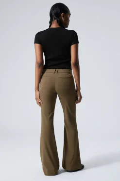 Weekday SLIM LOW WAIST FLARED SUIT TROUSERS><noscript><img width=
