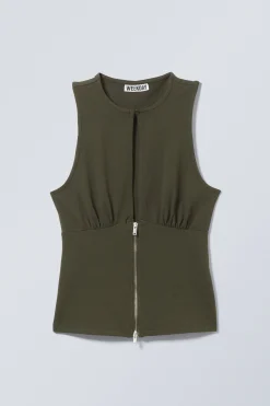 Weekday SLIM SLEEVELESS ZIP TOP><noscript><img width=