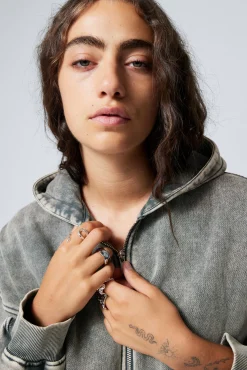 Weekday WASHED LOOSE FIT ZIP HOODIE>Women Hoodies