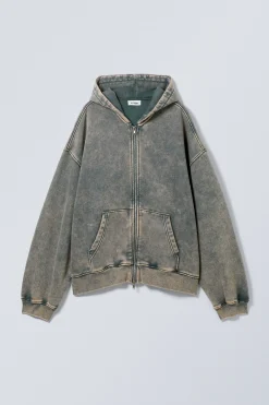Weekday WASHED LOOSE FIT ZIP HOODIE><noscript><img width=