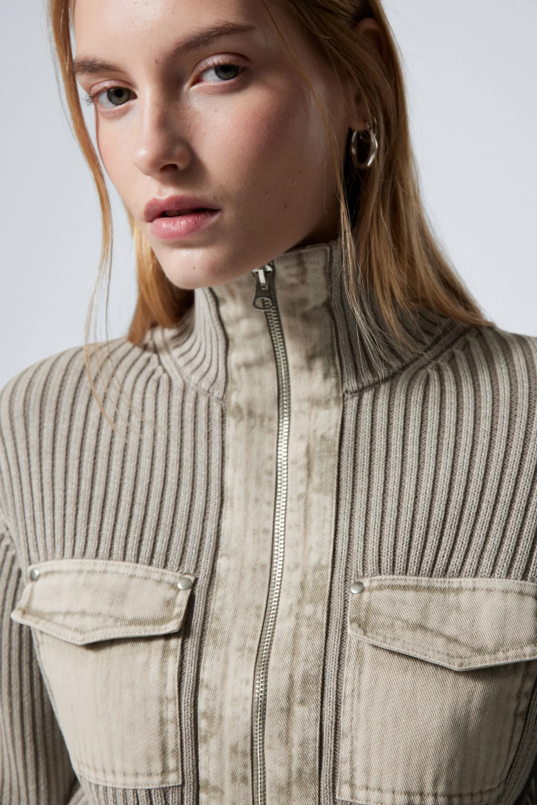 Weekday WASHED RIB-KNIT ZIP CARDIGAN>Women Knitwear