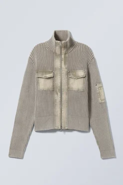 Weekday WASHED RIB-KNIT ZIP CARDIGAN><noscript><img width=