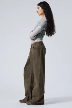 Weekday WASHED WIDE COTTON TROUSERS><noscript><img width=