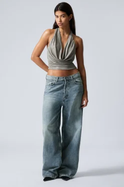 Weekday WATERFALL DRAPE HALTERNECK TOP><noscript><img width=
